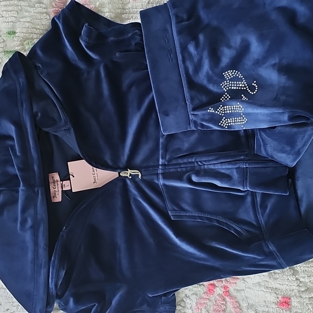 Juicy Couture Royal Blue Velour Hoodie And Shorts Sold As A Set